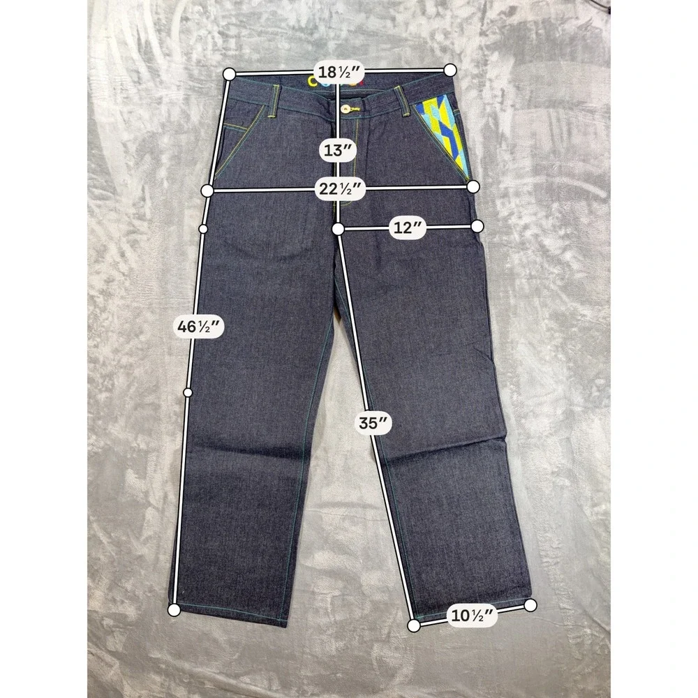 Vintage COOGI Embroidered Straight Jeans Men's 36x34 Dark Blue Denim Pants NEW